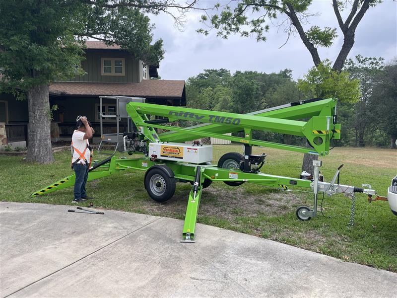 NiftyLift TM50HDE 50’ Tow-Behind Manlift — Diesel or Battery Powered — Serial #25-54864