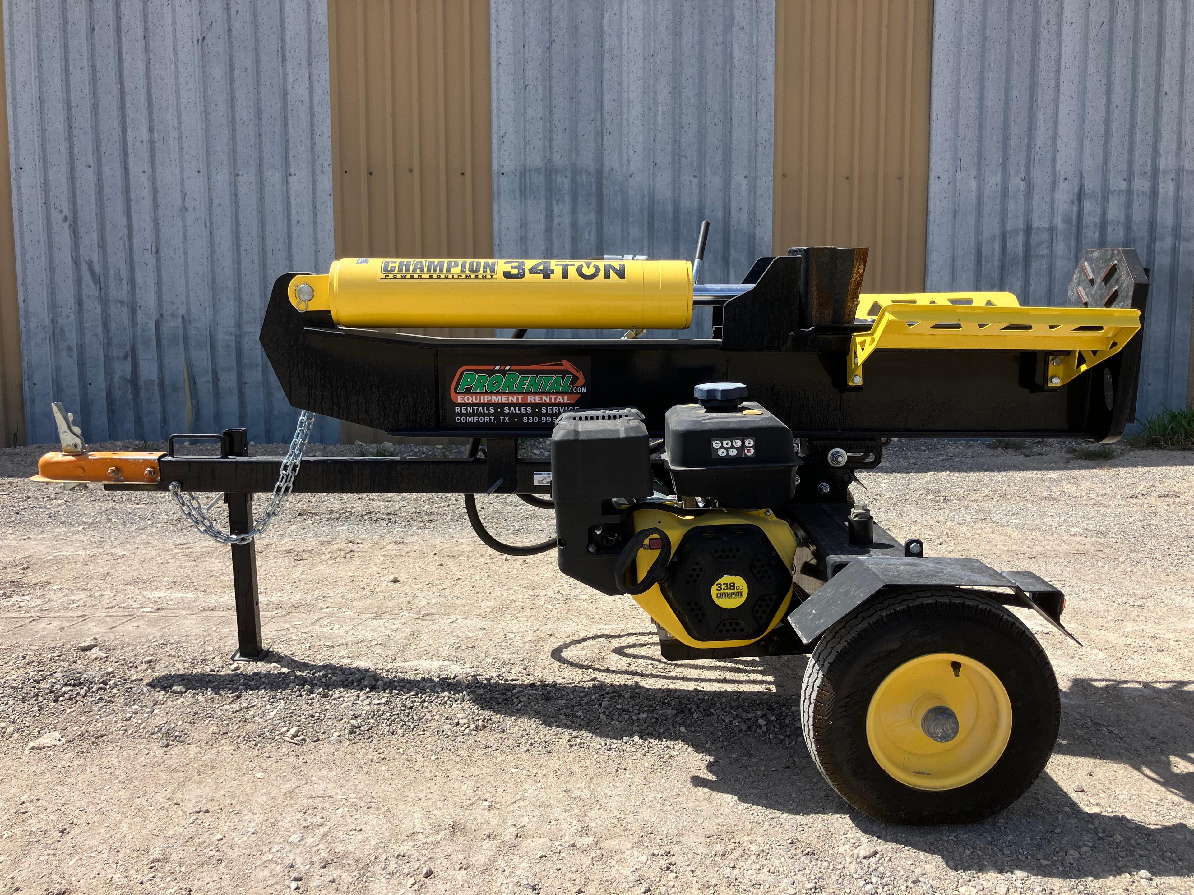 Champion 34-Ton 338cc Gas Log Splitter — Vertical/Horizontal Operation, Auto Return, 16-Second Cycle, DOT Towable