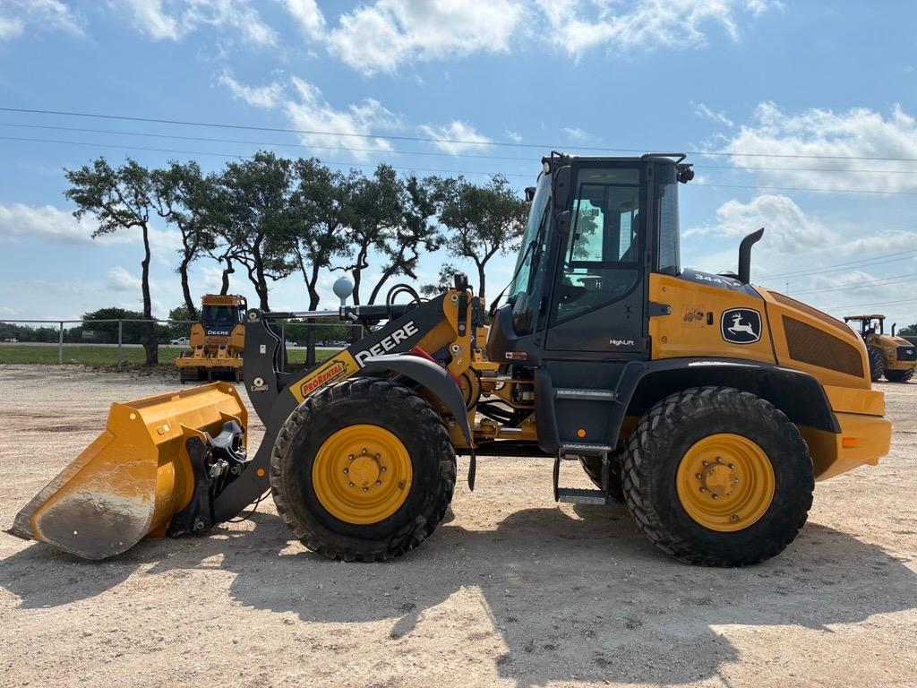 2024 JD 344P, HIGH LIFT Wheel Loader w/ Quick Connect - Weekly $2,285 (40 hr Max), 4 Weeks $5985 (160 hr Max). Prices do not include Damage Waver, Sales Tax, delivery & pickup or cleaning if returned EXCESSIVELY DIRTY.