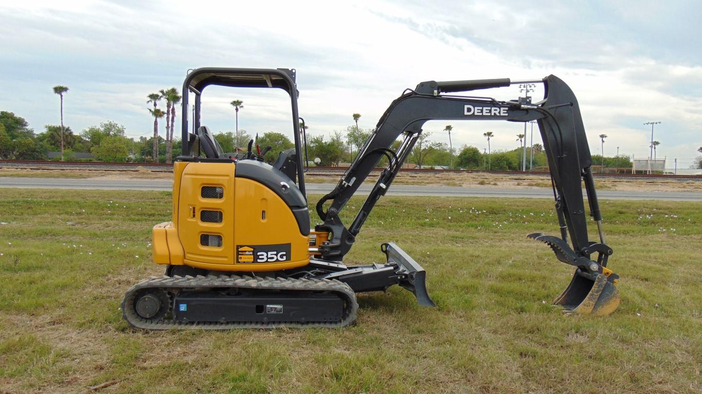 John Deere 35G 24HP Compact Excavator with Hydraulic Thumb — 10’2” Max Reach, 8’ Dig Depth — Open Cab