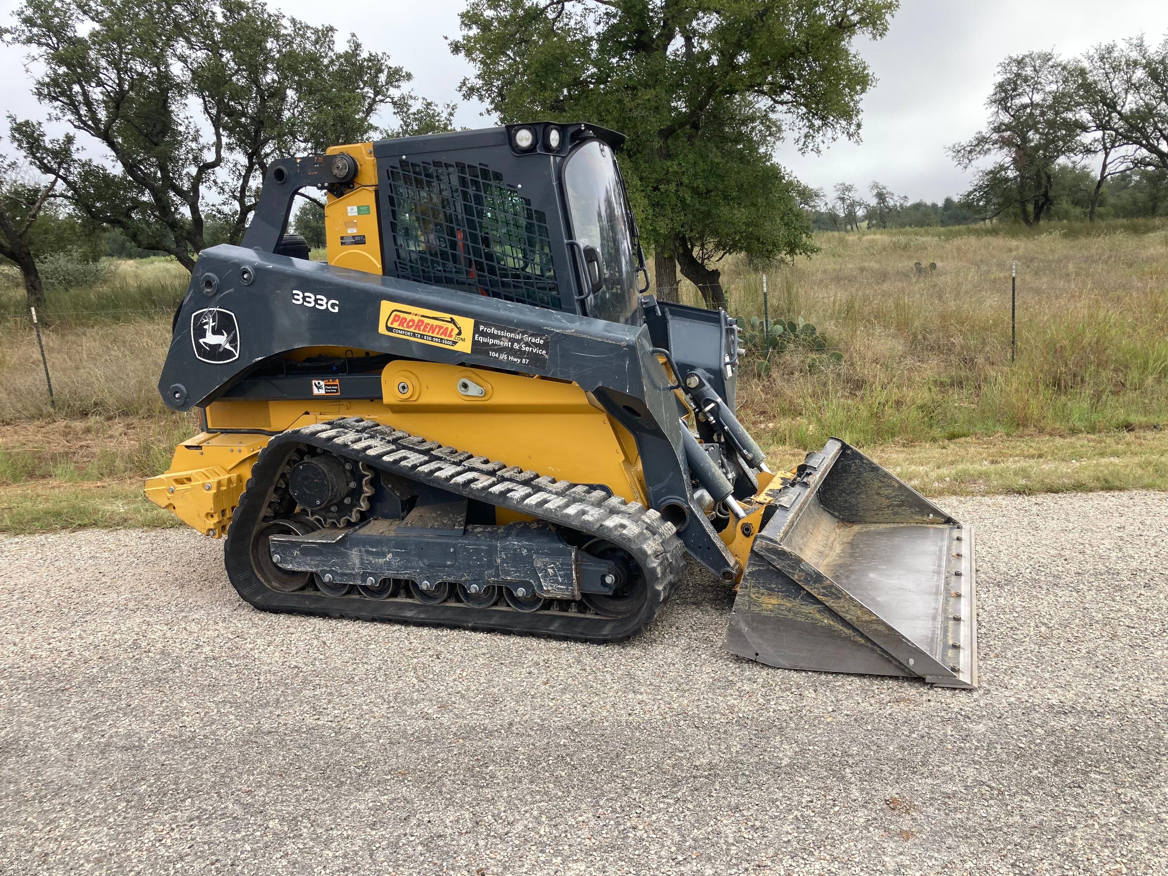 John Deere 333G Compact Track Loader — 100 HP, 3,700 lb ROC, 13,750 lb Bucket Breakout Force, 5.0 psi Ground Pressure